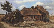 Vincent Van Gogh Cottage with Decrepit Barn and Stooping Woman (nn04) Sweden oil painting reproduction